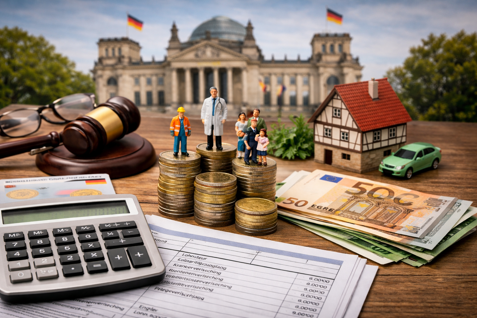 Illustration of gross to net salary breakdown